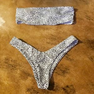 Zaful White Black Bandeau Bikini Size Large